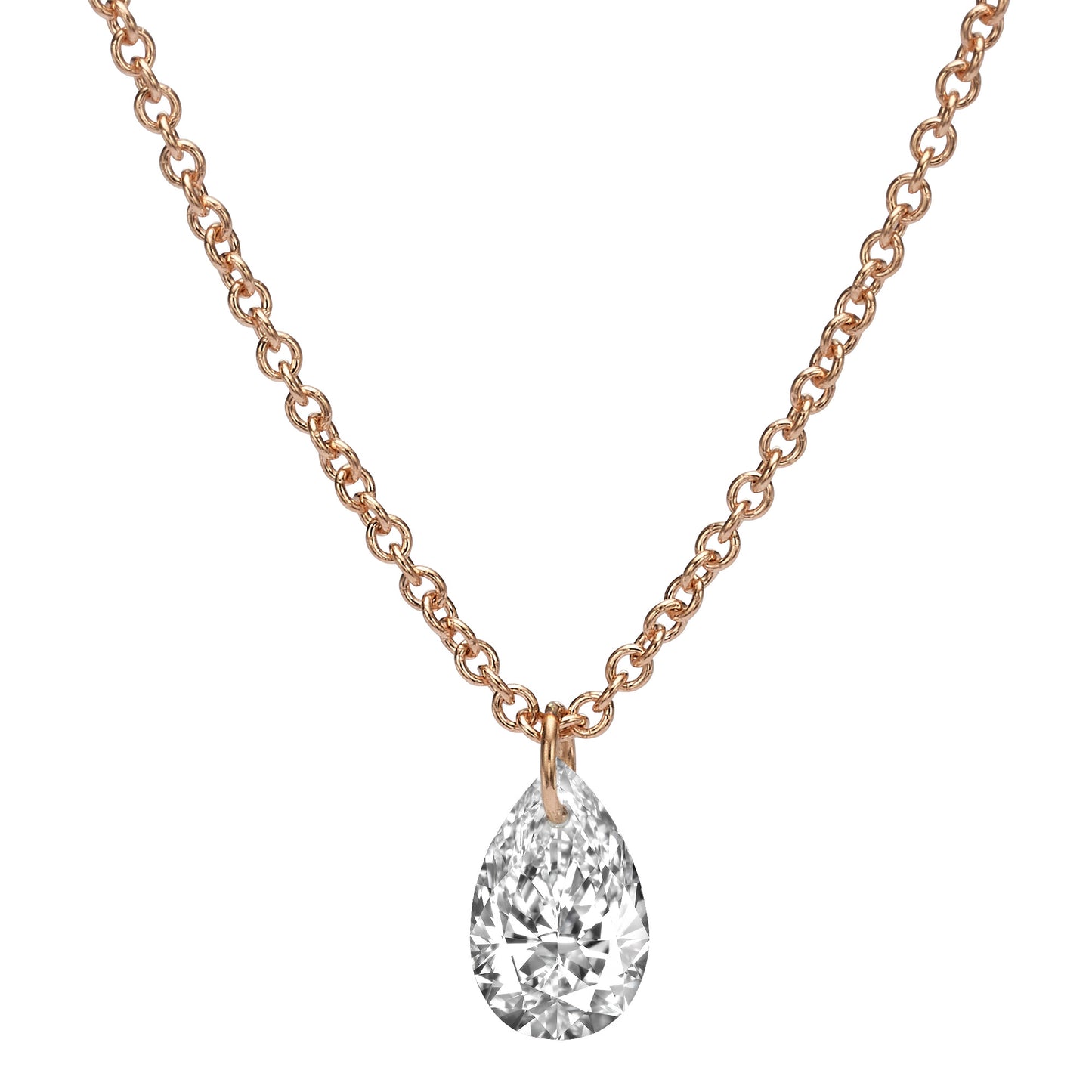 Drop diamond with laser drilling Necklace