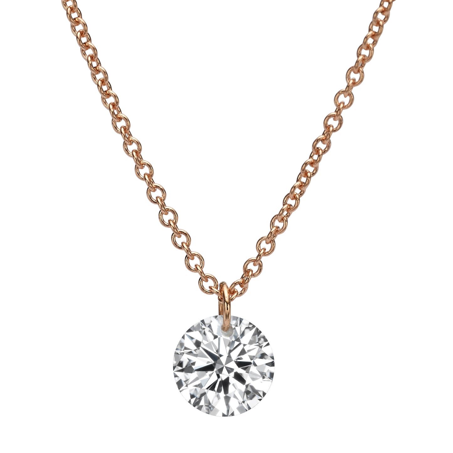 Round Solitaire with laser drilling Necklace