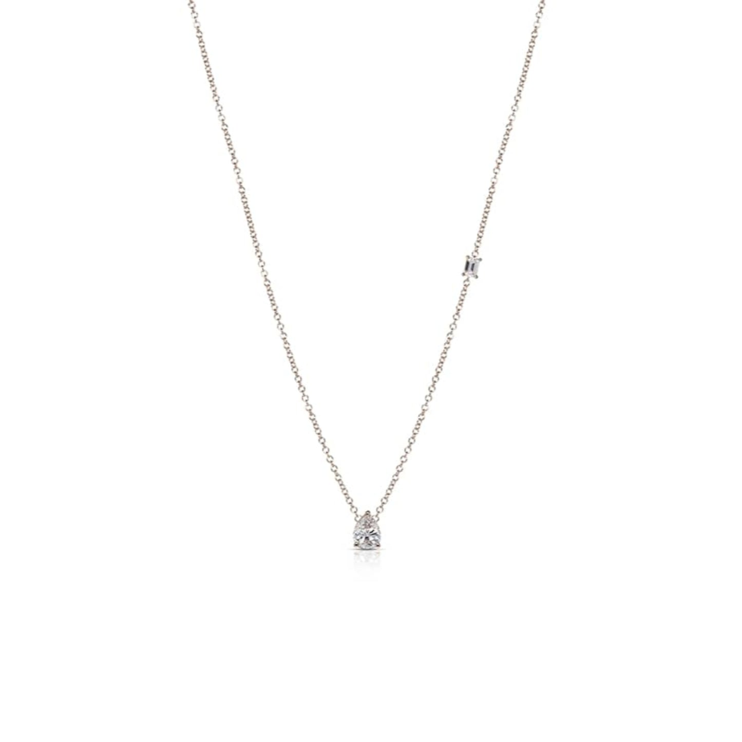 Baguette and pear diamond necklace