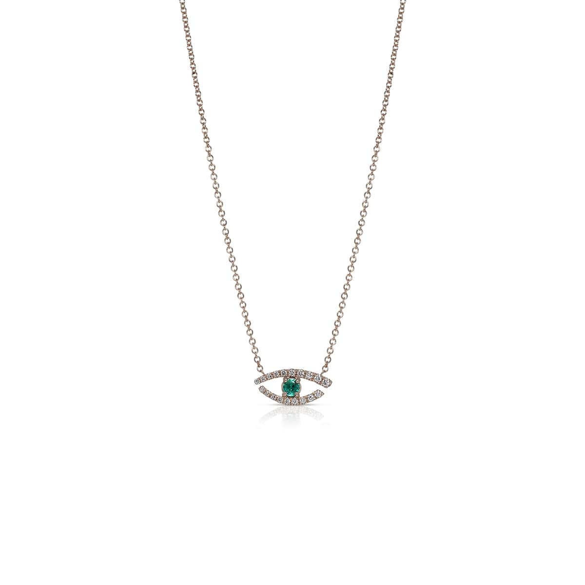 Evil eye diamond necklace with emerald cut center