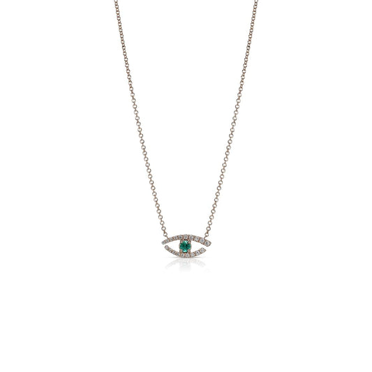 Evil eye diamond necklace with emerald cut center