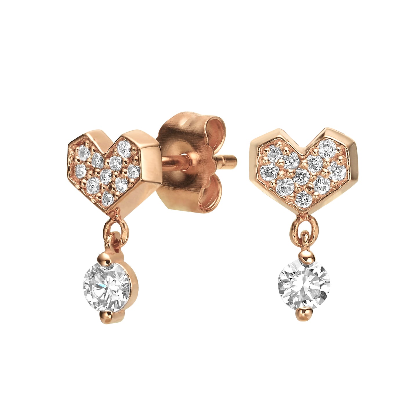 Fall heart diamonds earrings