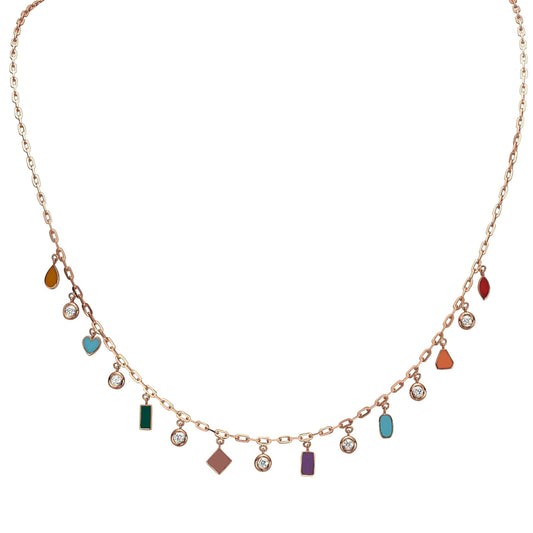 fall diamonds enamel necklace