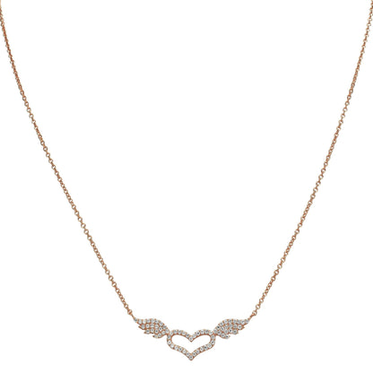 Heart angel diamonds necklace