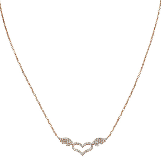 Heart angel diamonds necklace