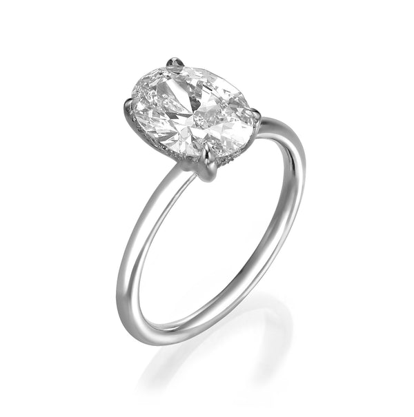 Central Oval Diamond Ring