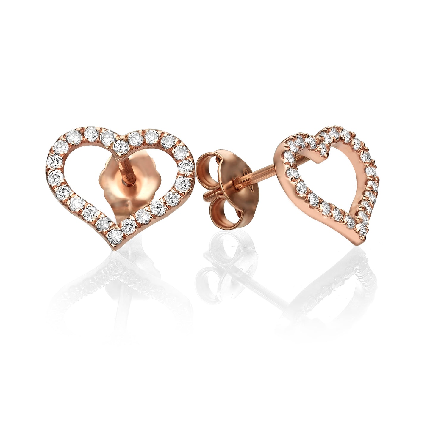 Hollow Heart diamonds earrings
