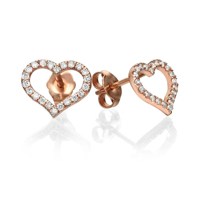 Hollow Heart diamonds earrings