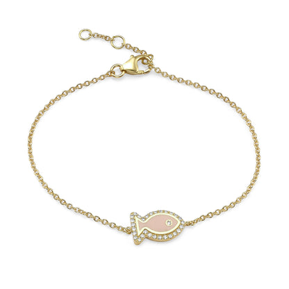 Enamel fish bracelet