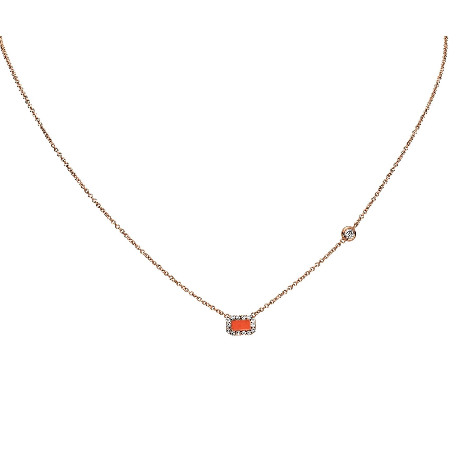 Diamonds square enamel necklace