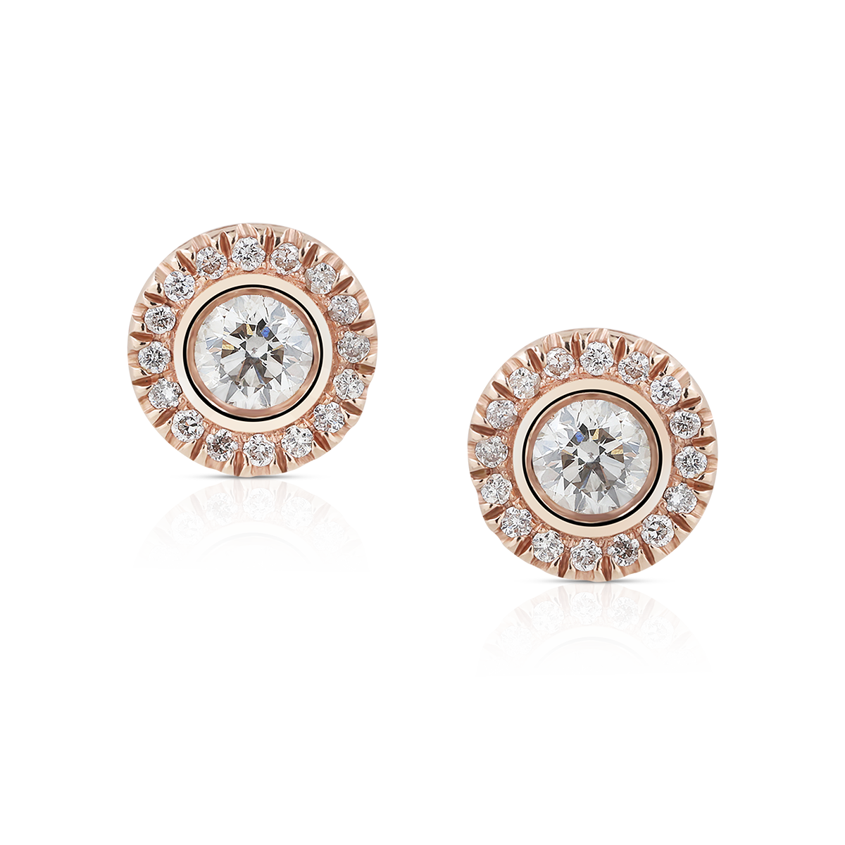 Round bezel diamonds earrings