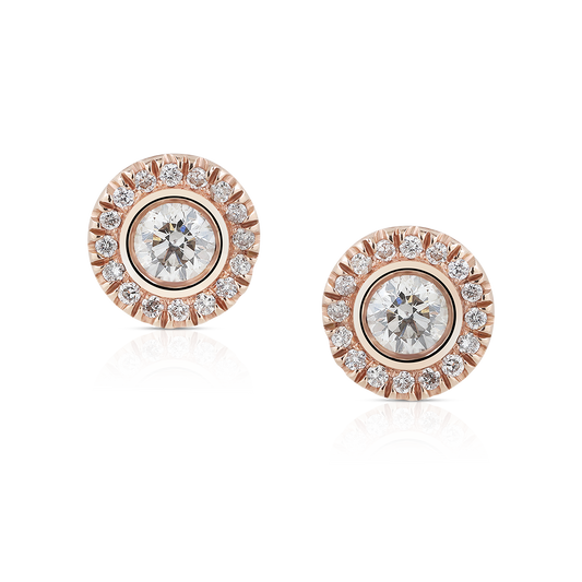 Round bezel diamonds earrings