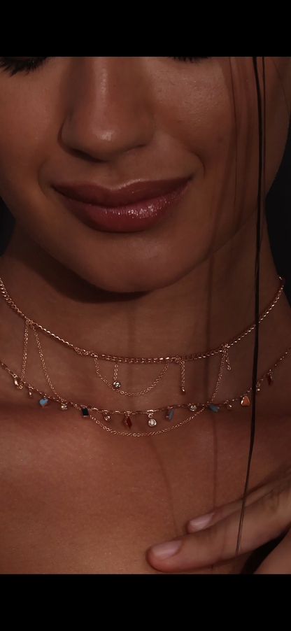 fall diamonds enamel necklace