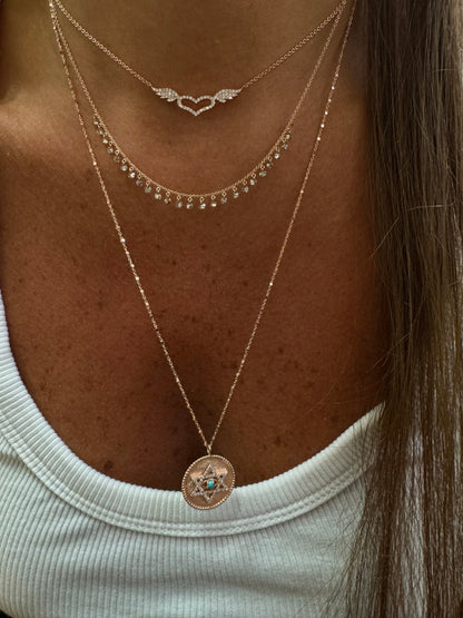 Heart angel diamonds necklace
