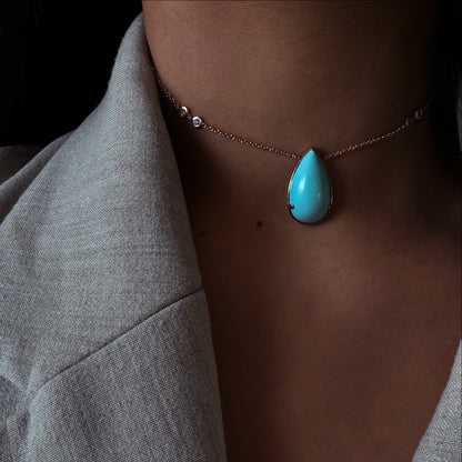 Turquoise stone with chandeliers necklace