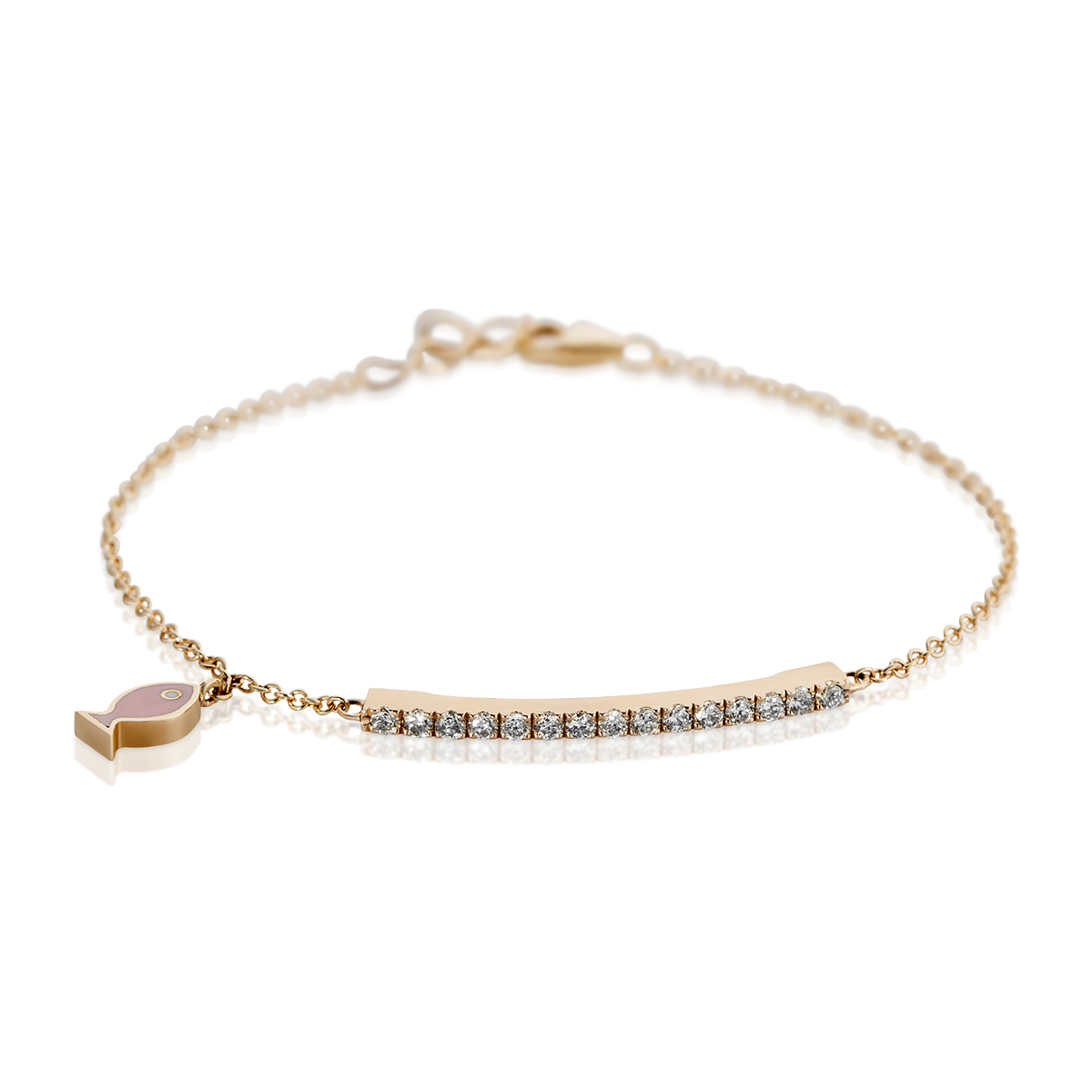 Row diamonds bracelet with Fish element