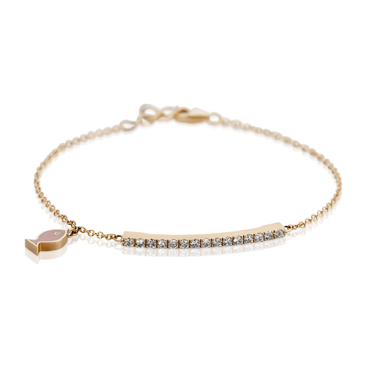 Row diamonds bracelet with Fish element