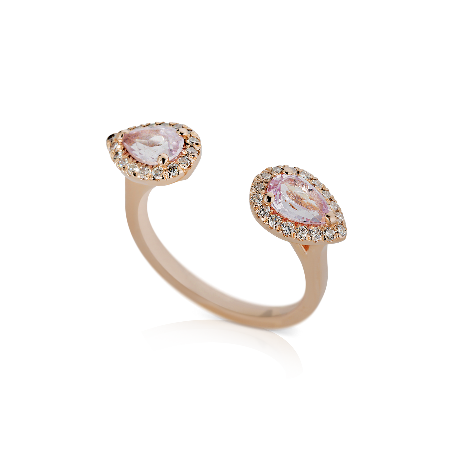 open morganite diamond ring