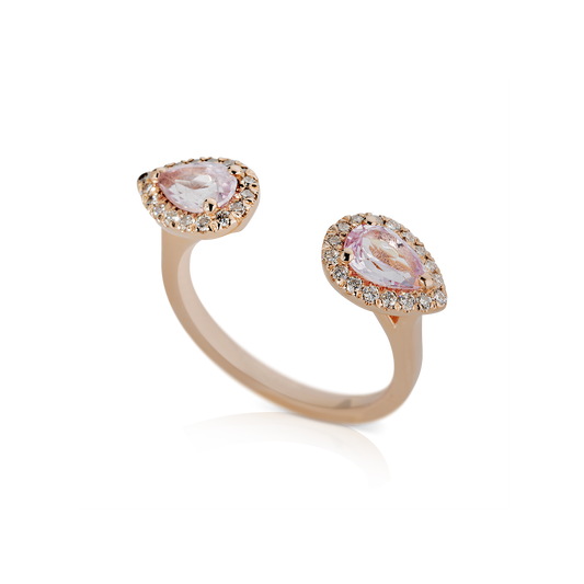 open morganite diamond ring